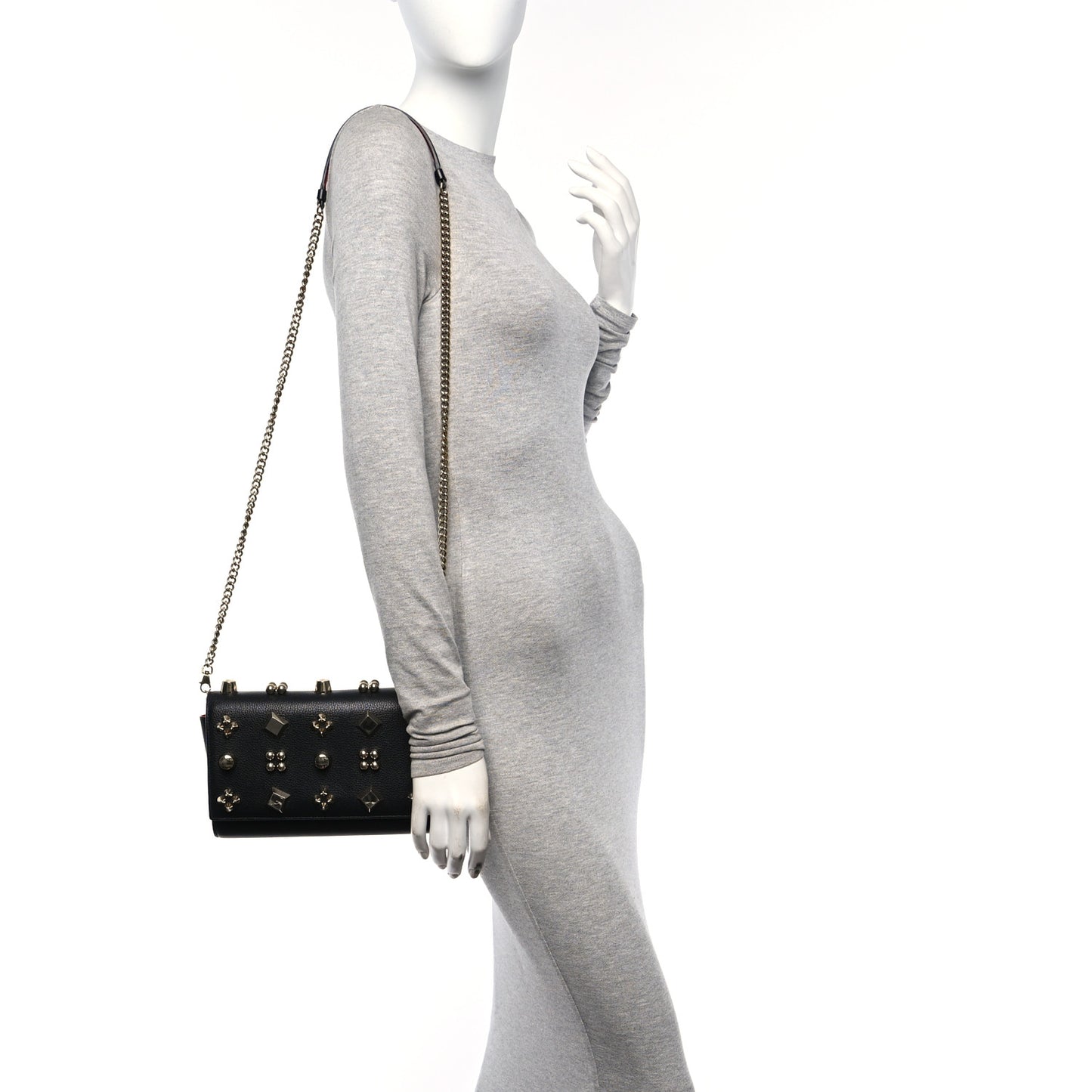 Calfskin Spikes Empire Paloma Clutch Black