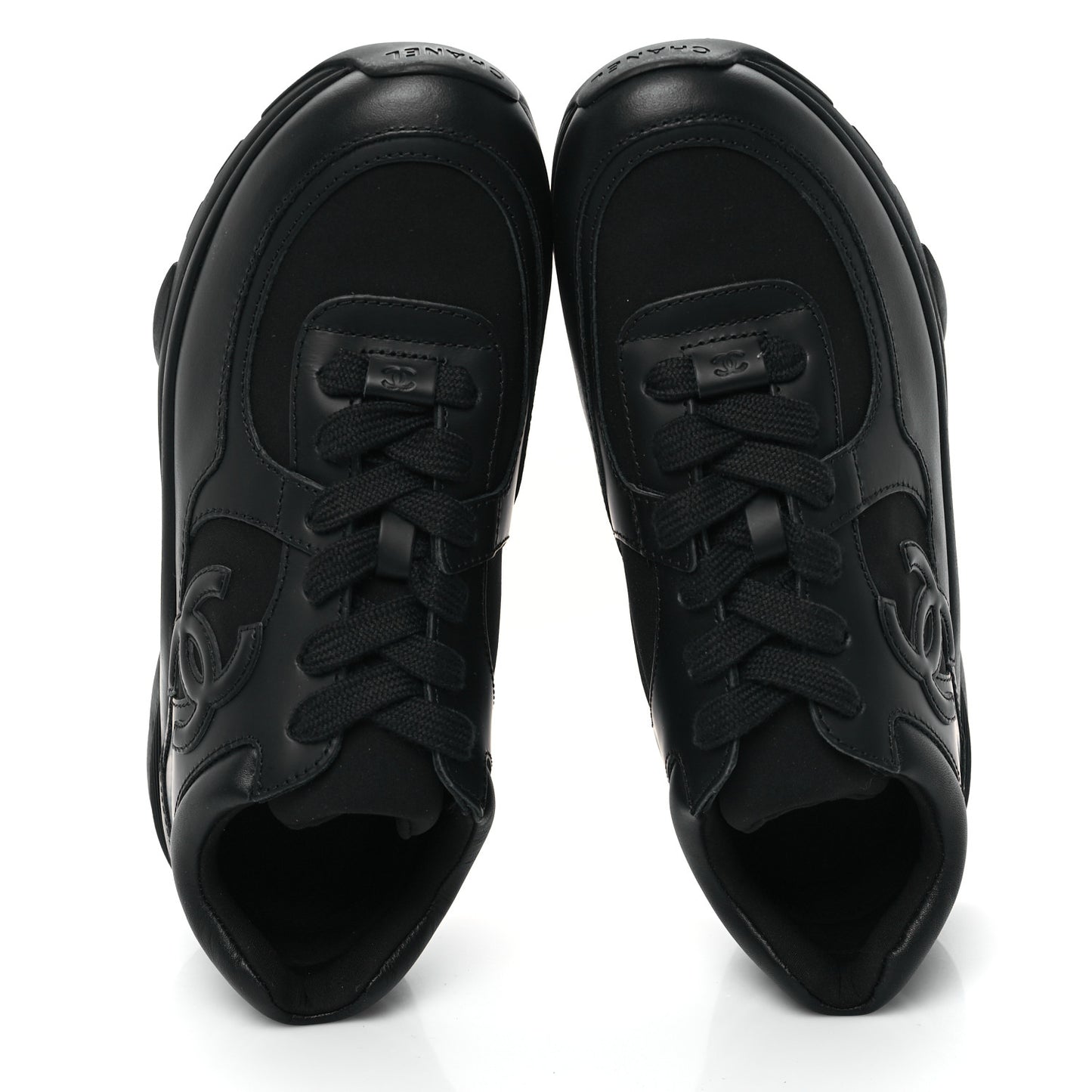 Lambskin Fabric CC Uniform Sneakers 38 Black