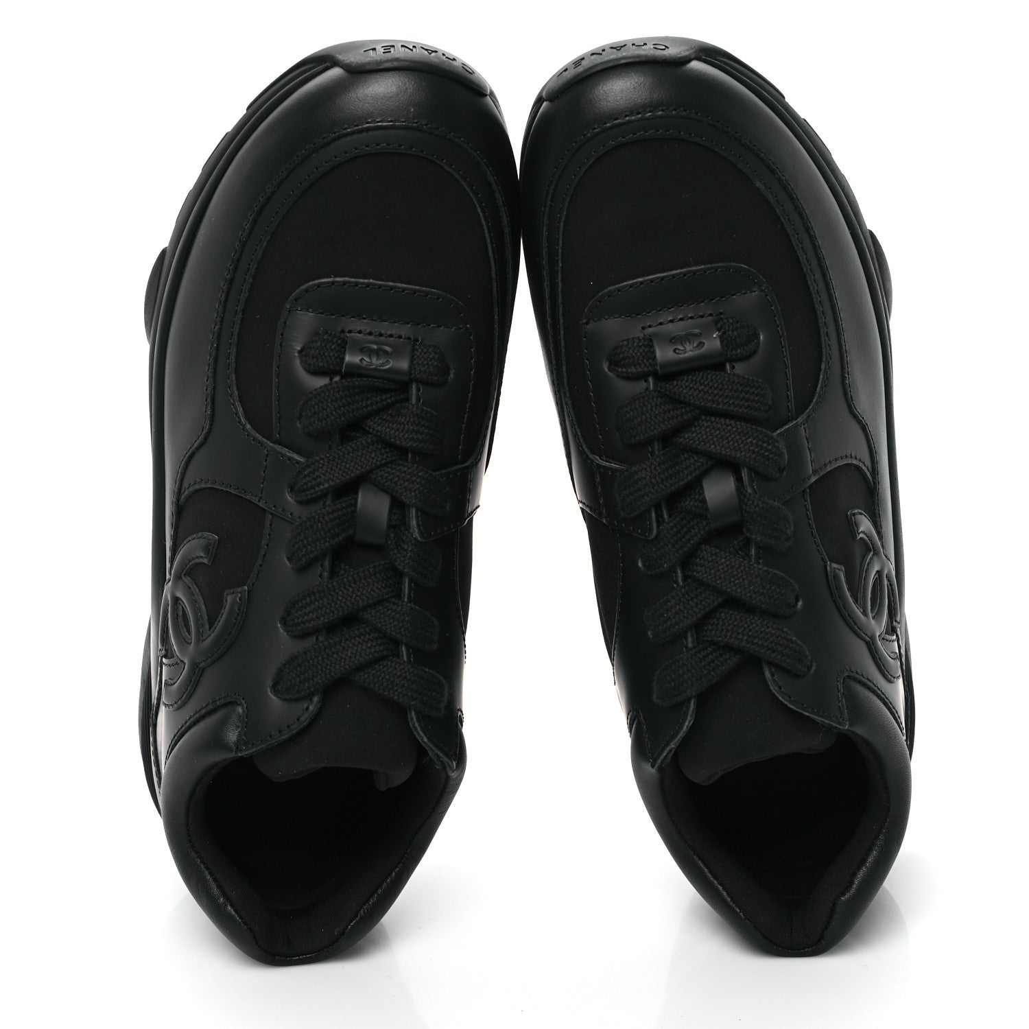Chanel Lambskin Fabric CC Uniform Sneakers 38 Black 2 of 9