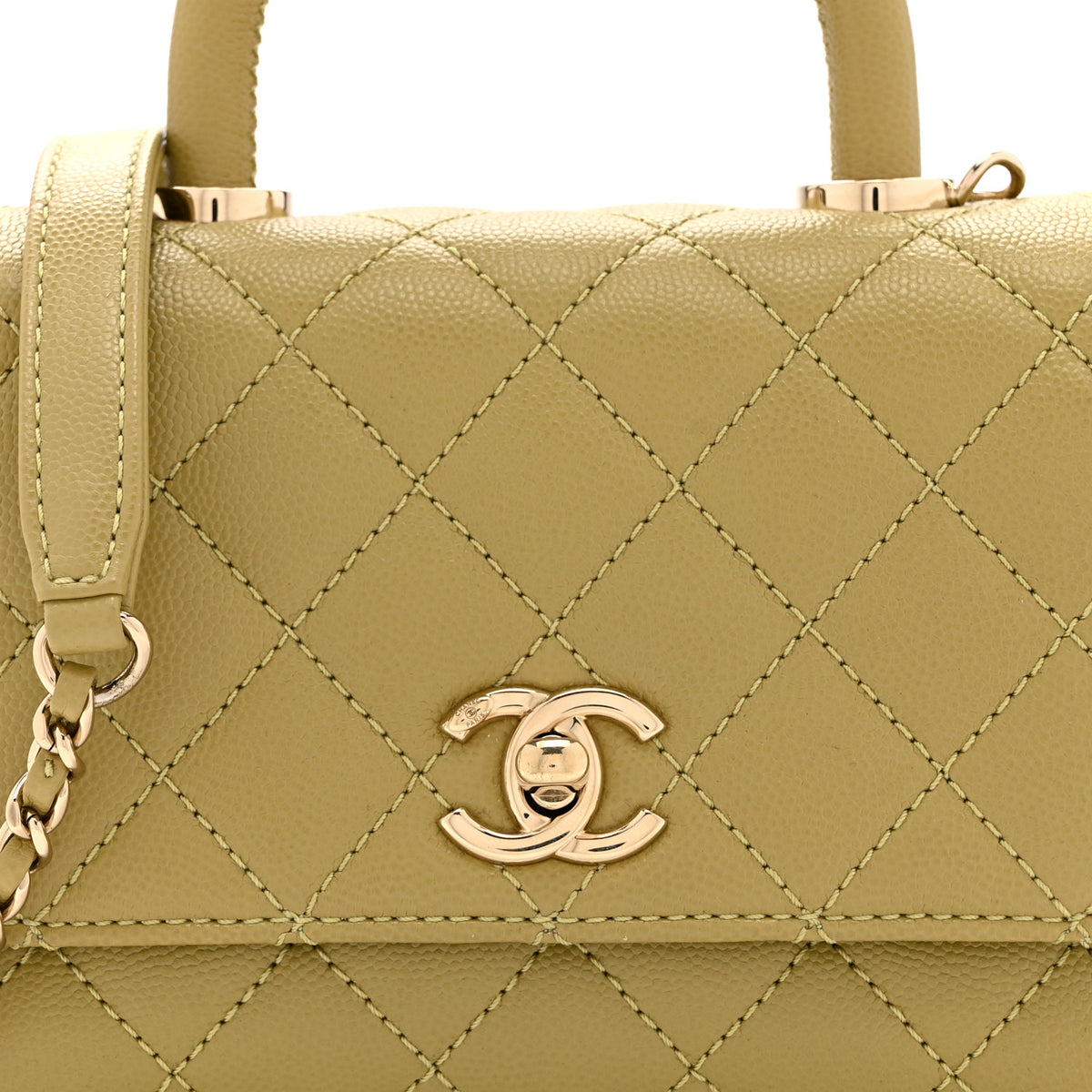 Caviar Quilted Extra Mini Coco Handle Flap Light Green