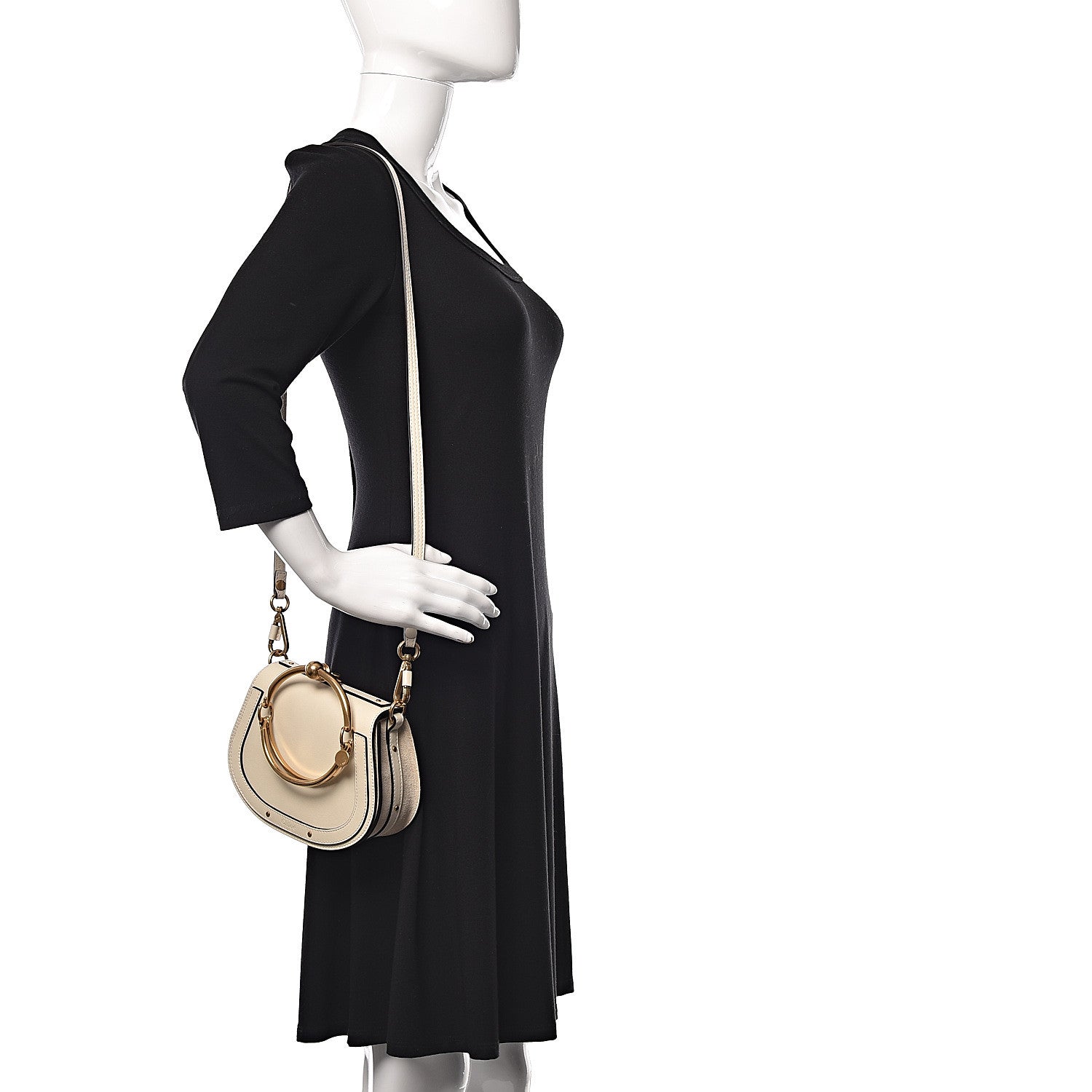 Chloe Calfskin Suede Small Nile Bracelet Bag Off White 2 of 9