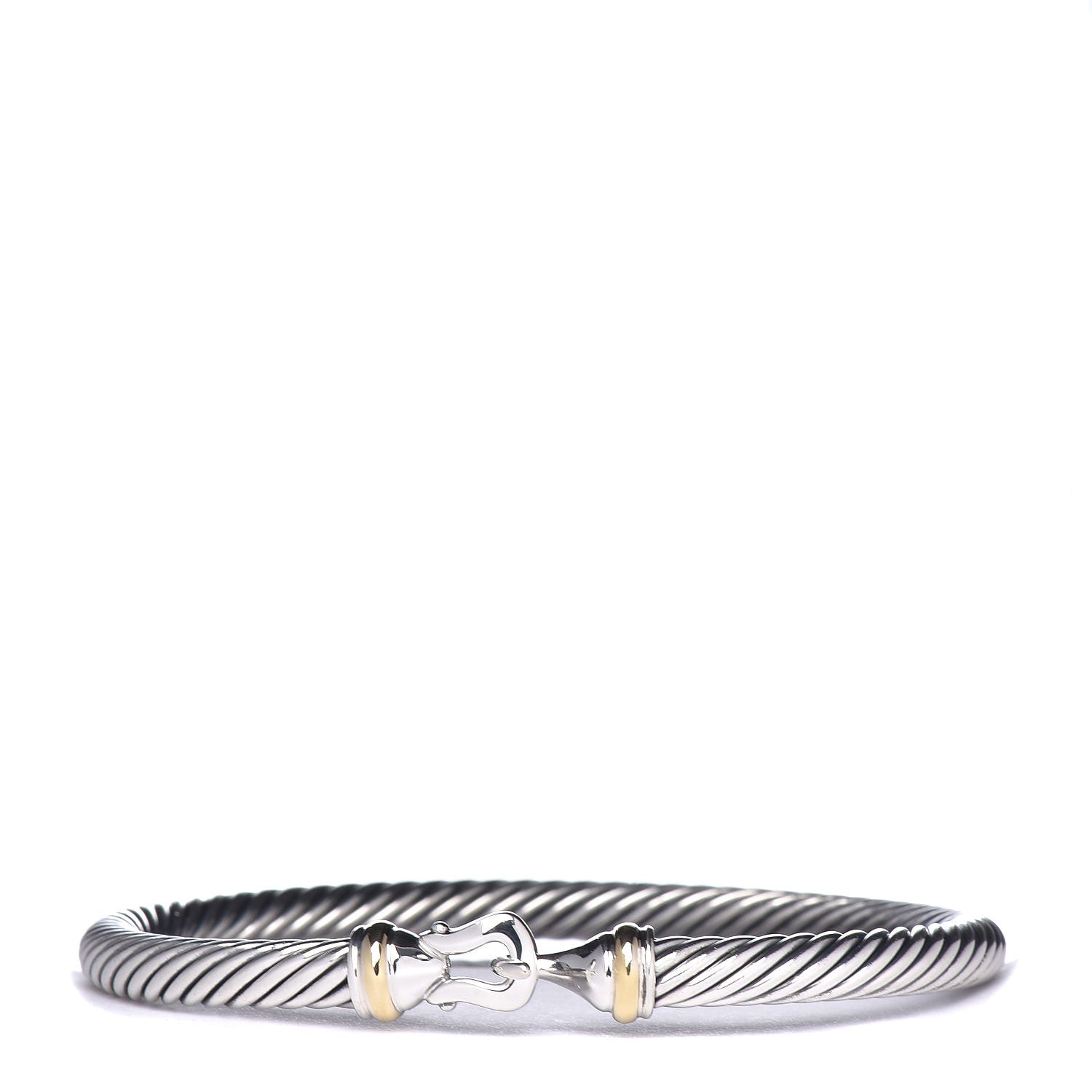 David Yurman Sterling Silver 18K Yellow Gold 5mm Cable Classic Buckle Bracelet 1 of 4