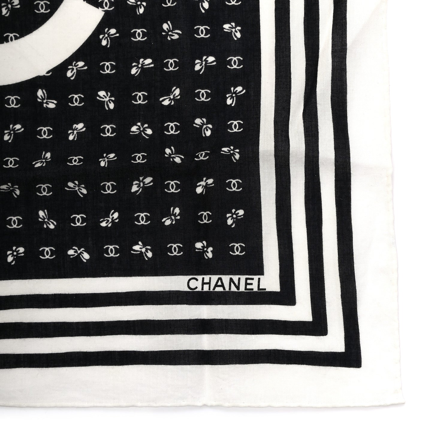 Cotton CC Logo Scarf White Black