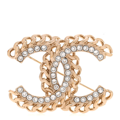 Chanel Crystal Chain CC Brooch Gold 1 of 4