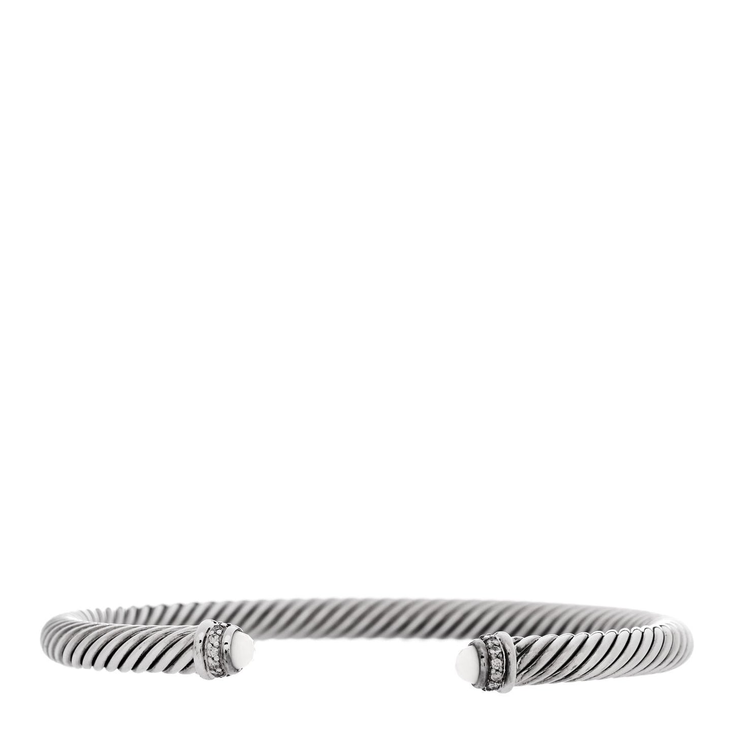 Sterling Silver Diamond White Agate 5mm Cable Classics Bracelet