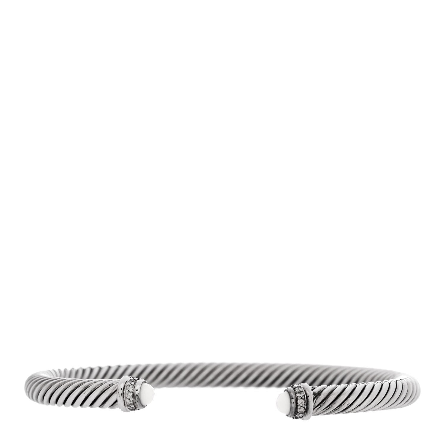 David Yurman Sterling Silver Diamond White Agate 5mm Cable Classics Bracelet 1 of 3