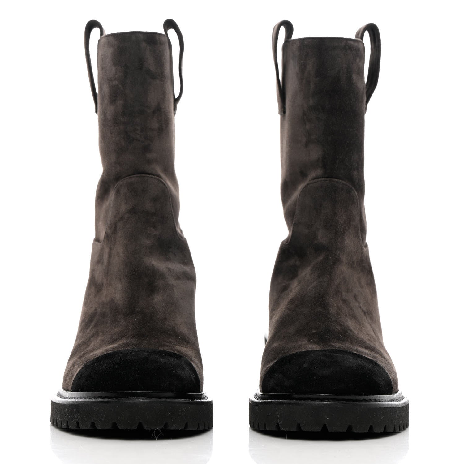 Chanel Suede Calfskin CC Cap Toe Boots 36.5 Black Brown 2 of 11