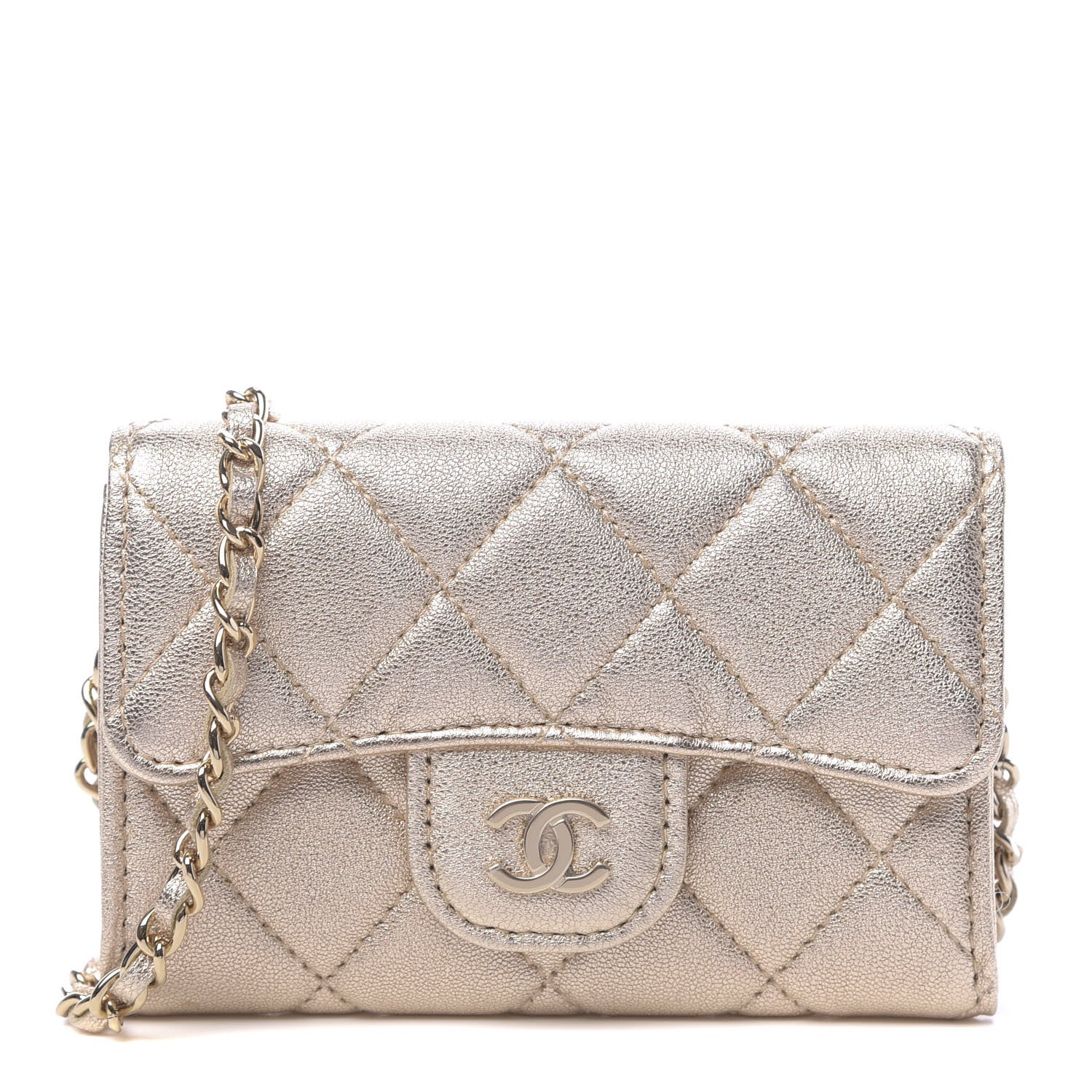 Chanel Metallic Lambskin Quilted Flap Chain Waist Bag Gold 1 of 11