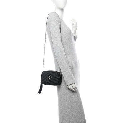 Saint Laurent Grain De Poudre Matelasse Monogram Mini Lou Camera Bag Black 2 of 10