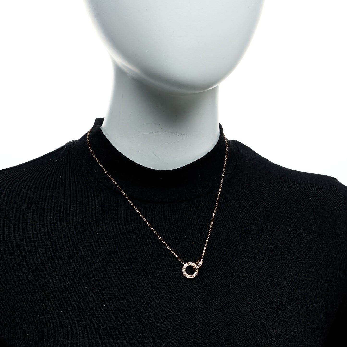 18K Pink Gold Diamond Interlocking LOVE Paved Necklace