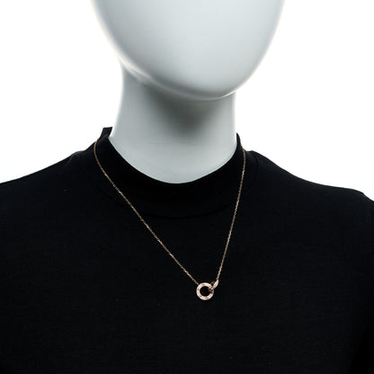 Cartier 18K Pink Gold Diamond Interlocking LOVE Paved Necklace 2 of 6