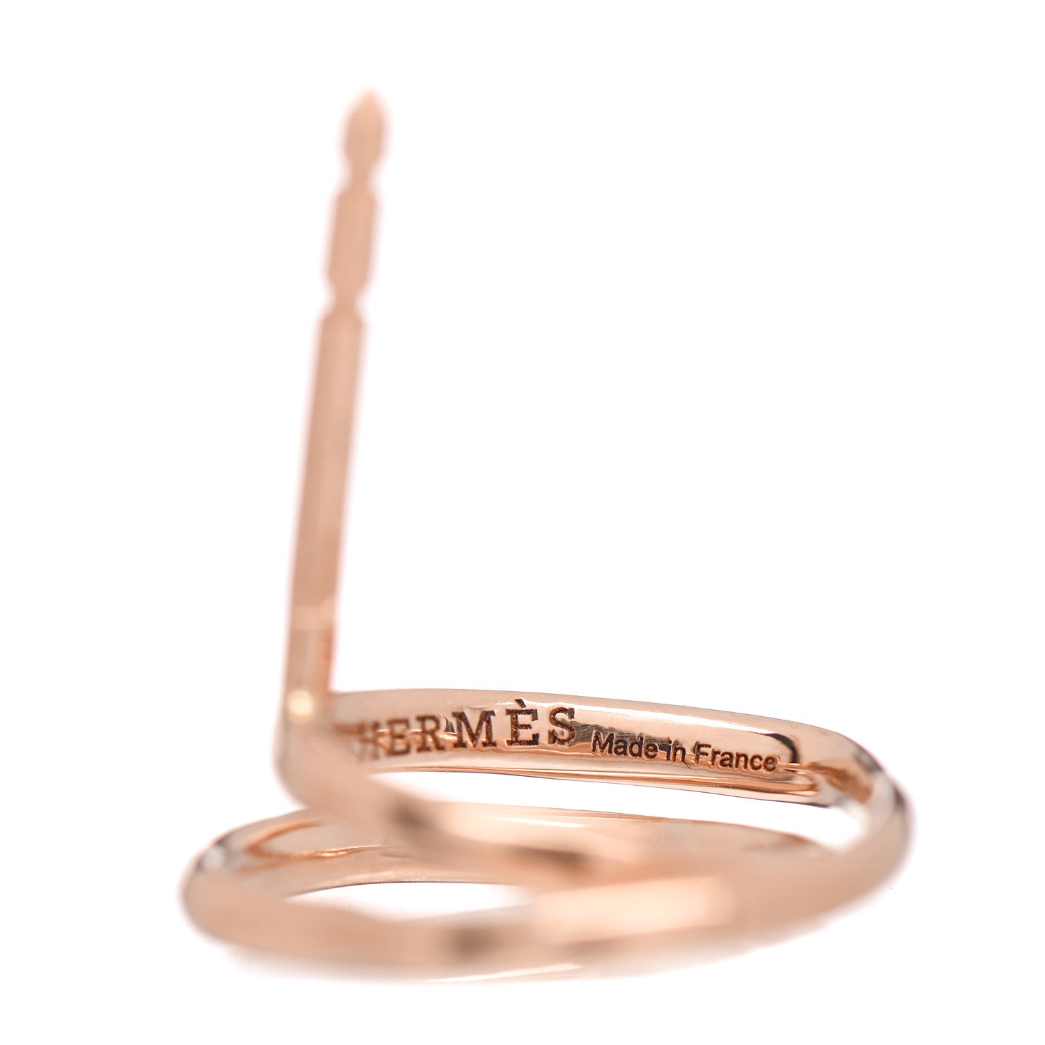Hermes 18K Rose Gold Diamond TPM Vertige Coeur Earrings 4 of 5