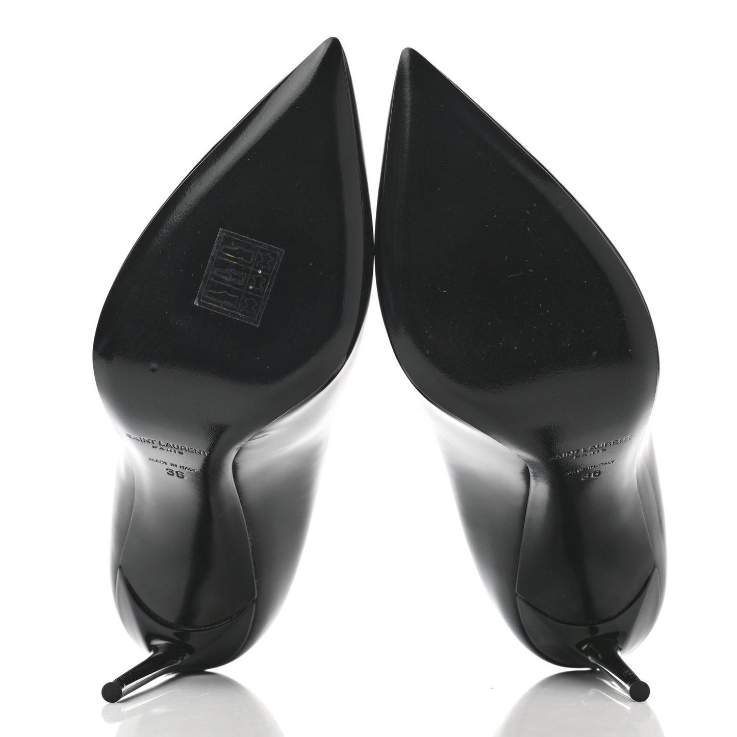 Patent Calfskin Teddy High Vamp 105 Pumps 36 Black