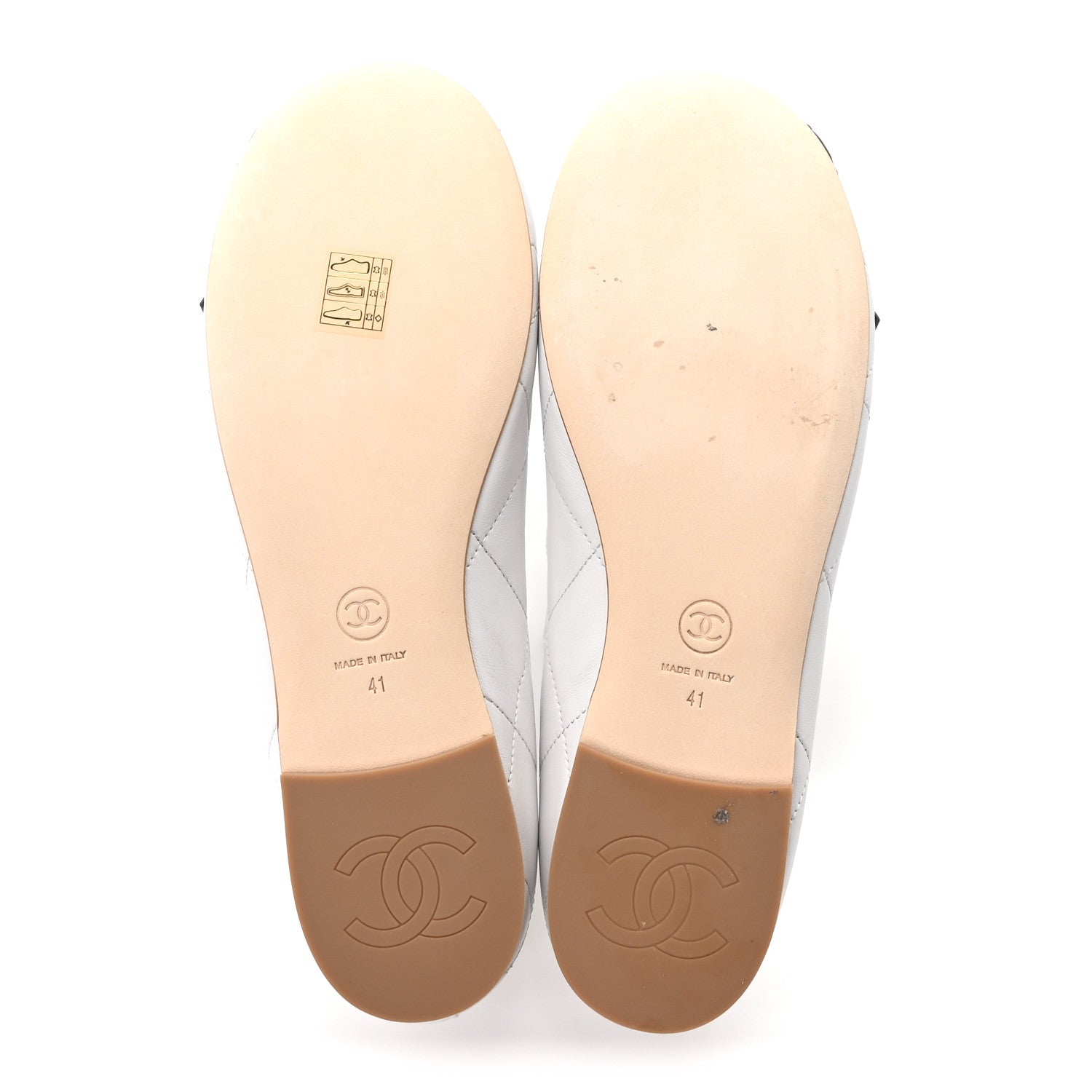 Chanel Lambskin Quilted CC Cambon Ballet Flats 41 White Black 6 of 10