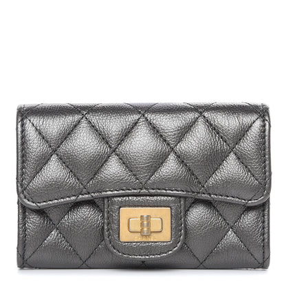 Chanel Metallic Calfskin Quilted Reissue Flap Card Holder Grey 1 of 9