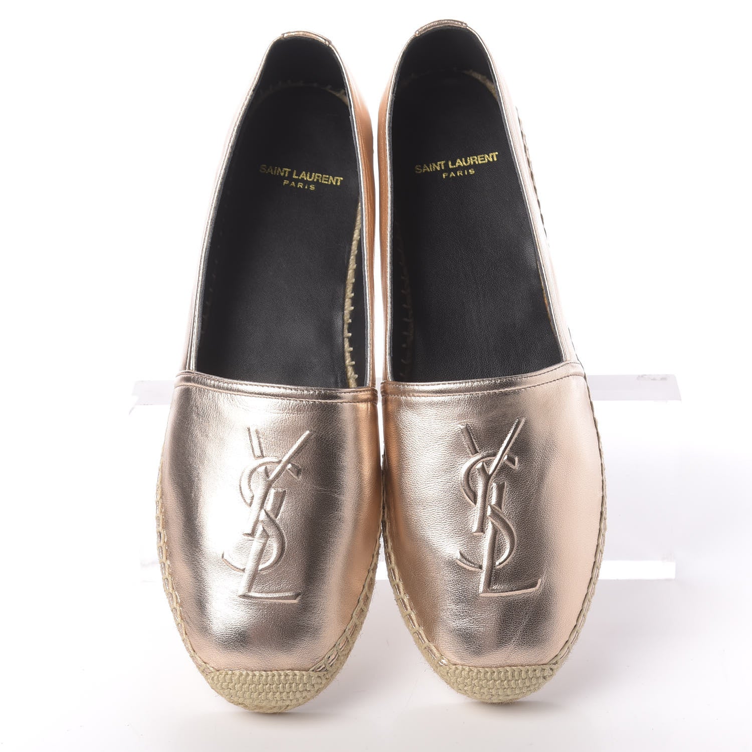 Saint Laurent Metallic Lambskin Monogram Espadrilles 39.5 Blush 5 of 11