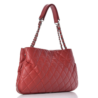 Chanel Caviar Quilted Expandable Zip Shoulder Bag Red 3 of 22