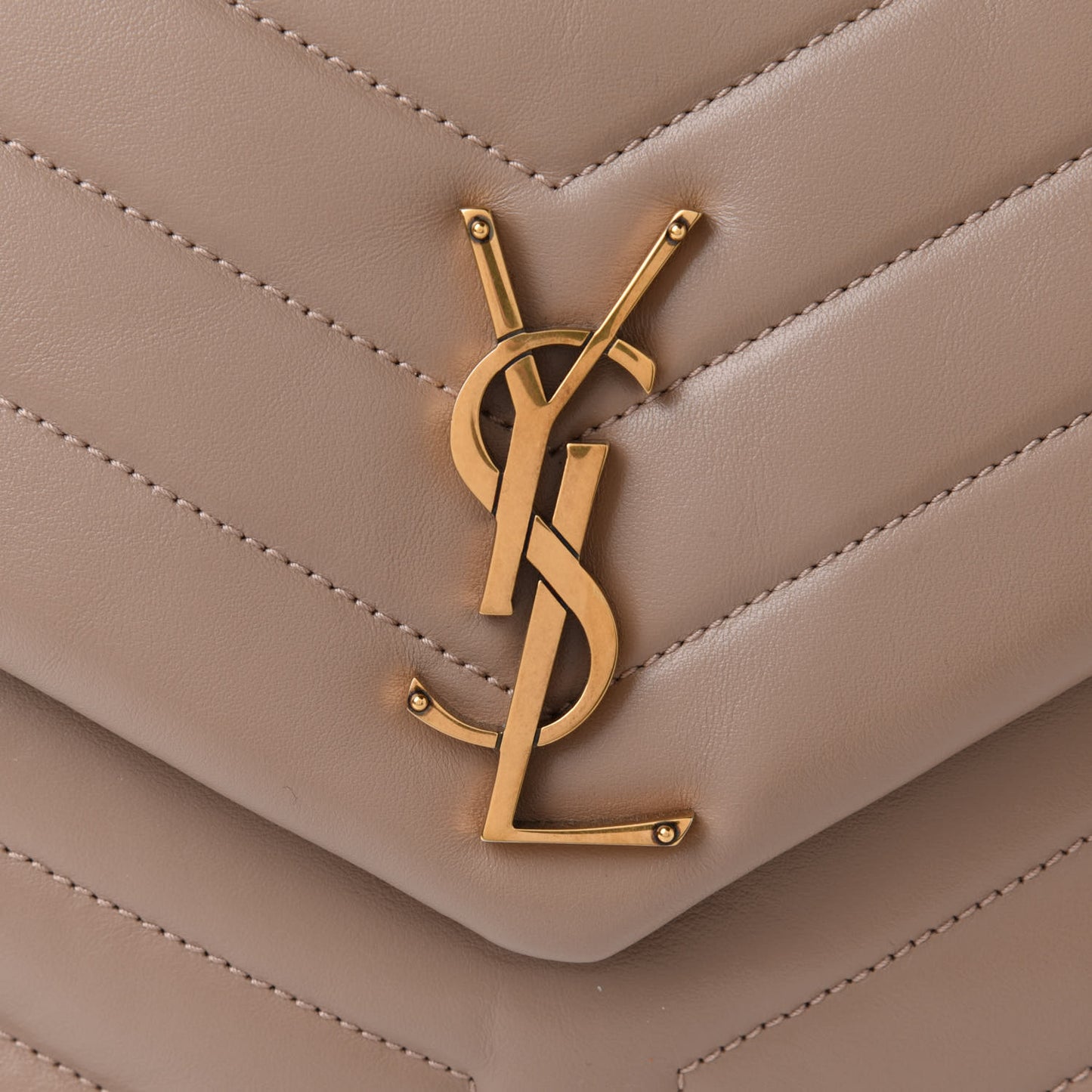 Calfskin Y Quilted Monogram Medium Loulou Chain Satchel Dark Beige