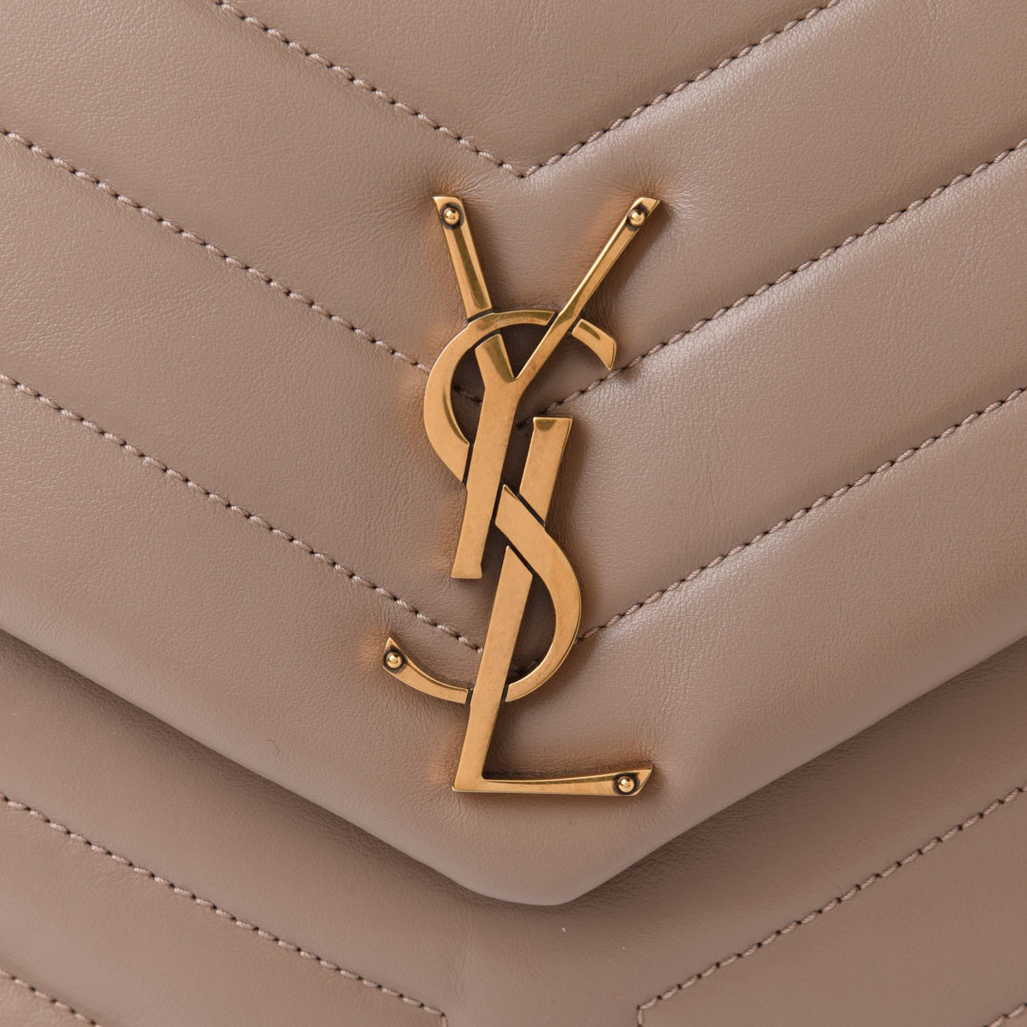 Saint Laurent Calfskin Y Quilted Monogram Medium Loulou Chain Satchel Dark Beige 7 of 9