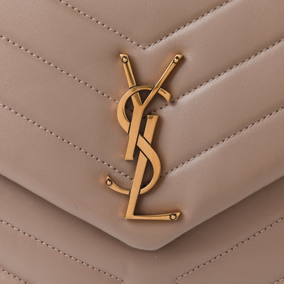 Saint Laurent Calfskin Y Quilted Monogram Medium Loulou Chain Satchel Dark Beige 7 of 9