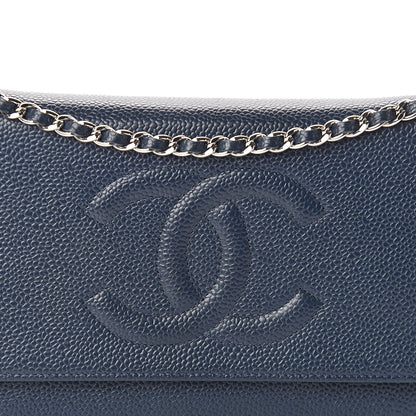 Chanel Caviar Timeless CC Wallet On Chain WOC Navy Blue 9 of 11