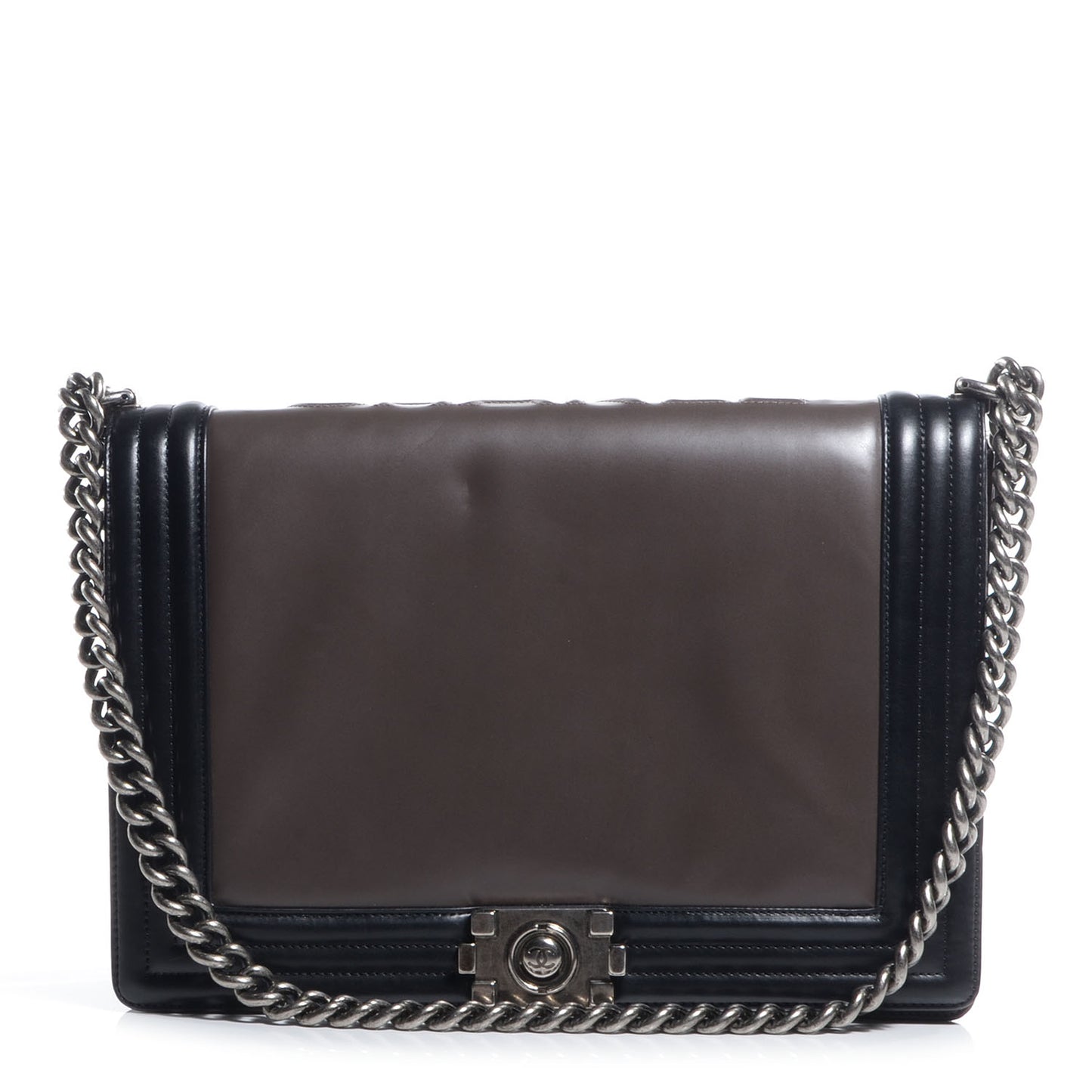 Calfskin Large Boy Flap Black Brown