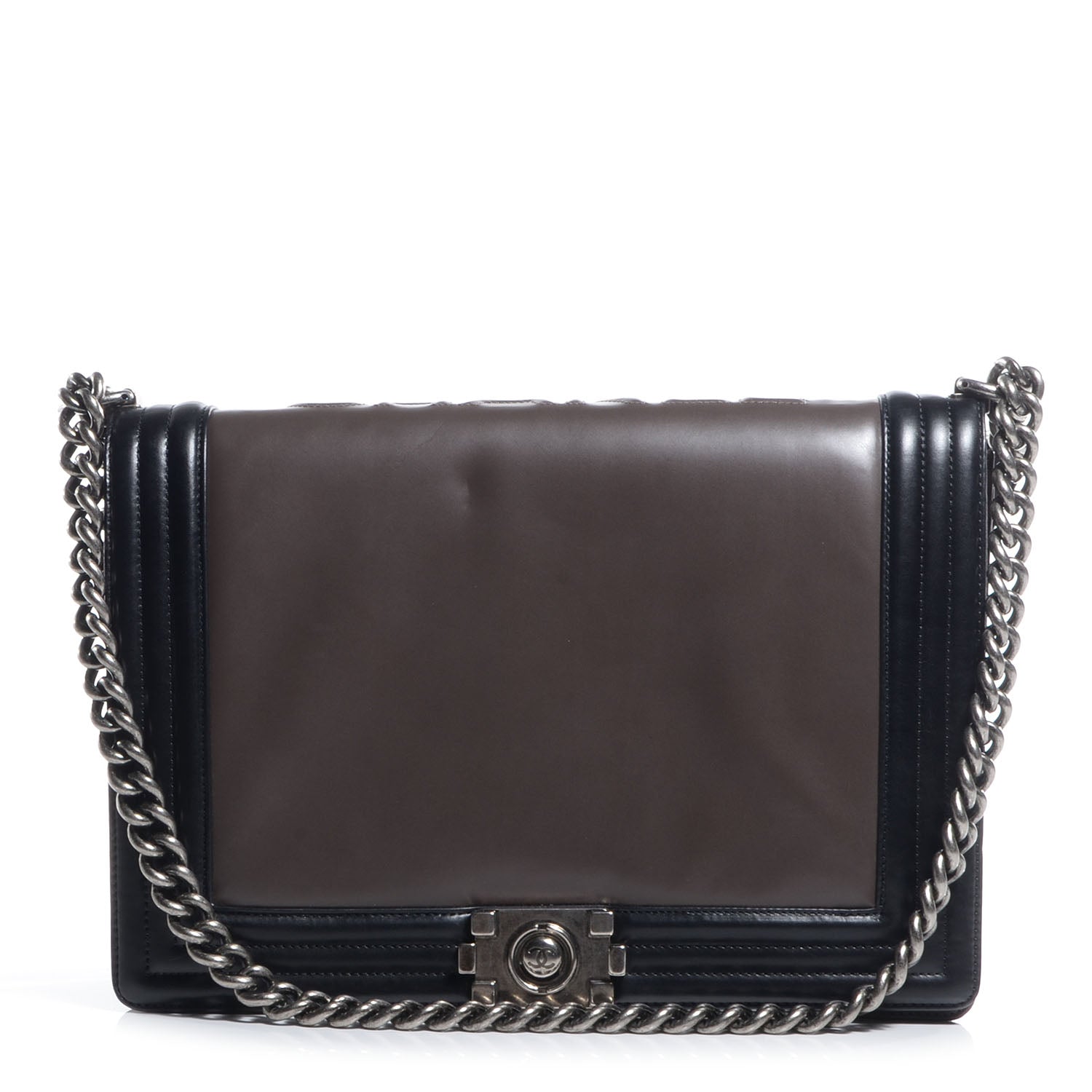 Chanel Calfskin Large Boy Flap Black Brown 1 of 9