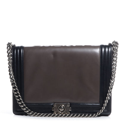 Chanel Calfskin Large Boy Flap Black Brown 1 of 9