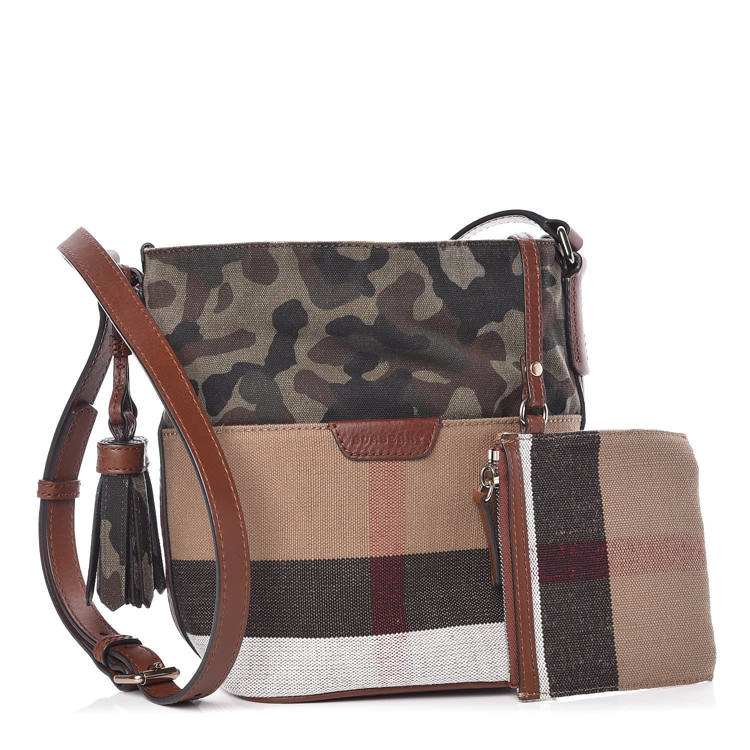 Burberry Canvas Mega Check Camouflage Mini Susanna Hobo Russet Brown 3 of 10