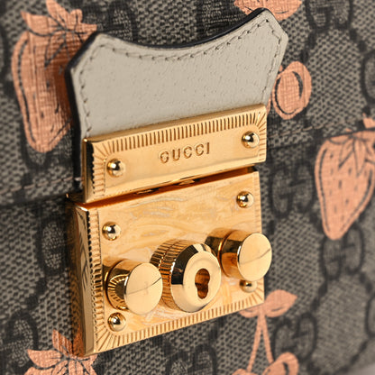 Gucci GG Supreme Monogram Berry Textured Dollar Calfskin Mini Padlock Top Handle Shoulder Bag Beige Ebony Light Copper Mystic White 11 of 12