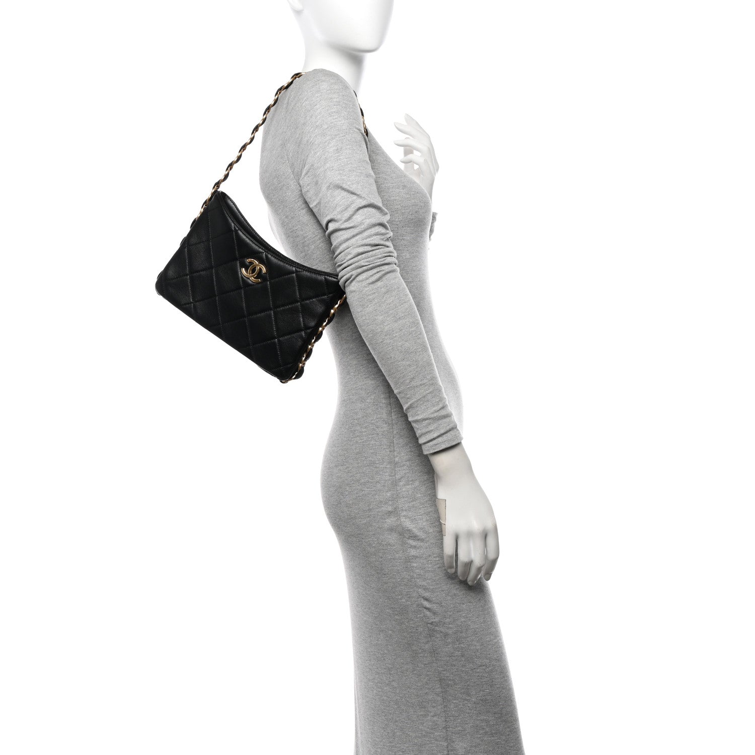 Chanel Lambskin Quilted Small CC Links Hobo Black 2 of 10