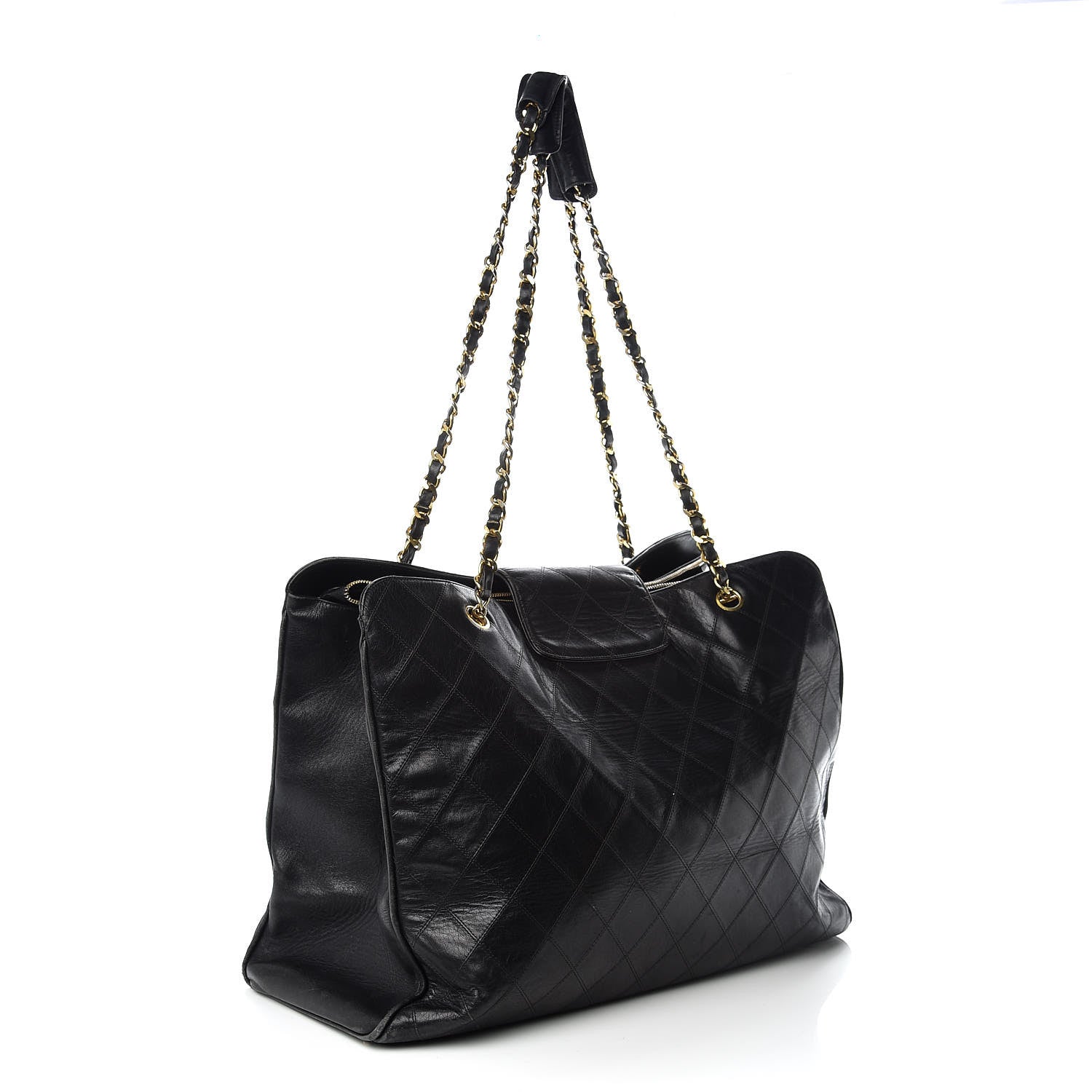 Chanel Calfskin Stitched XL Weekender Black 3 of 24