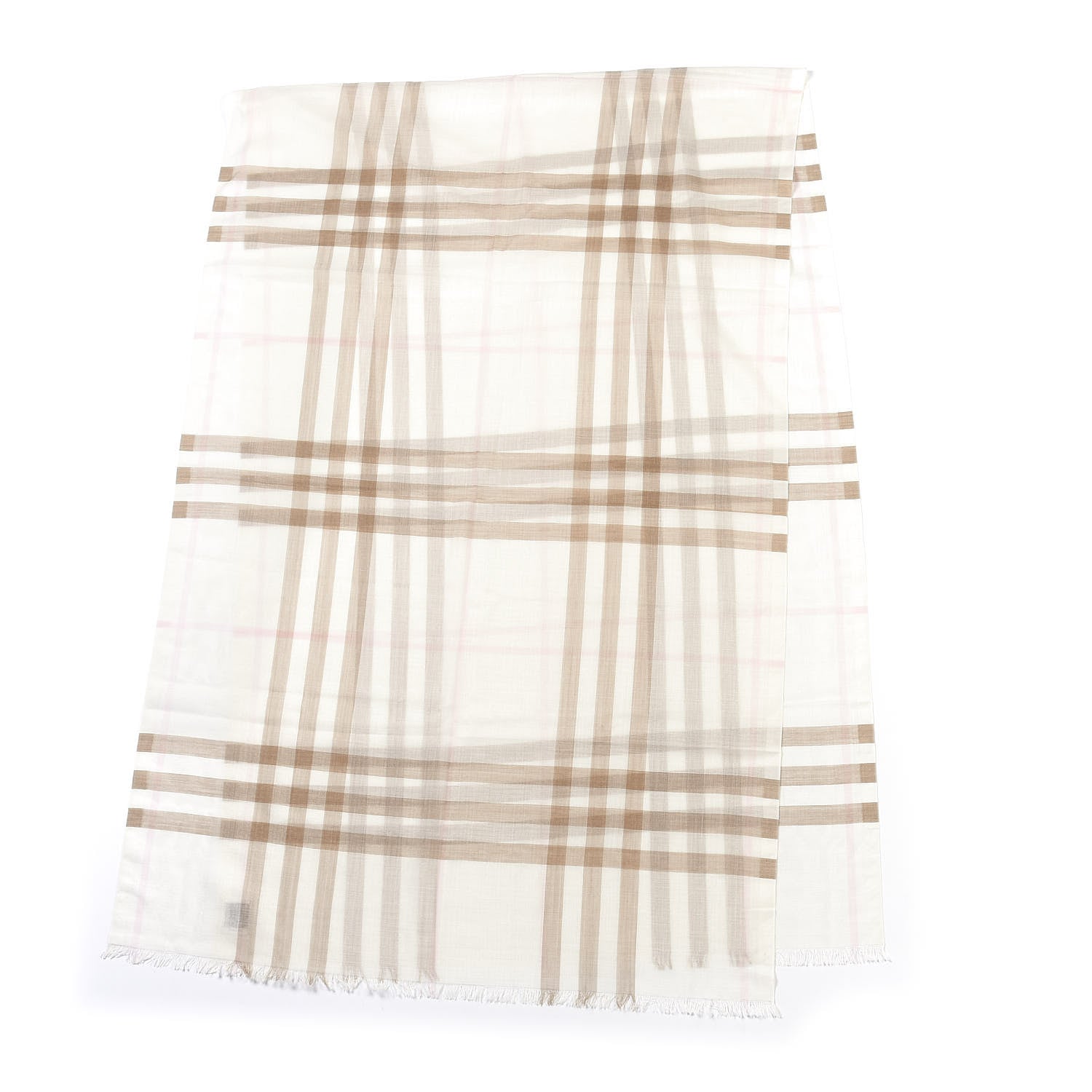 Burberry Wool Silk Gauze Giant Check Scarf White Alabaster 1 of 4