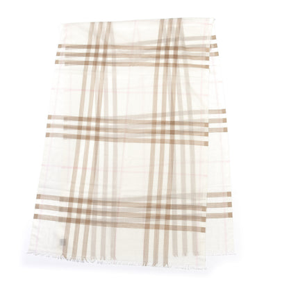 Burberry Wool Silk Gauze Giant Check Scarf White Alabaster 1 of 4