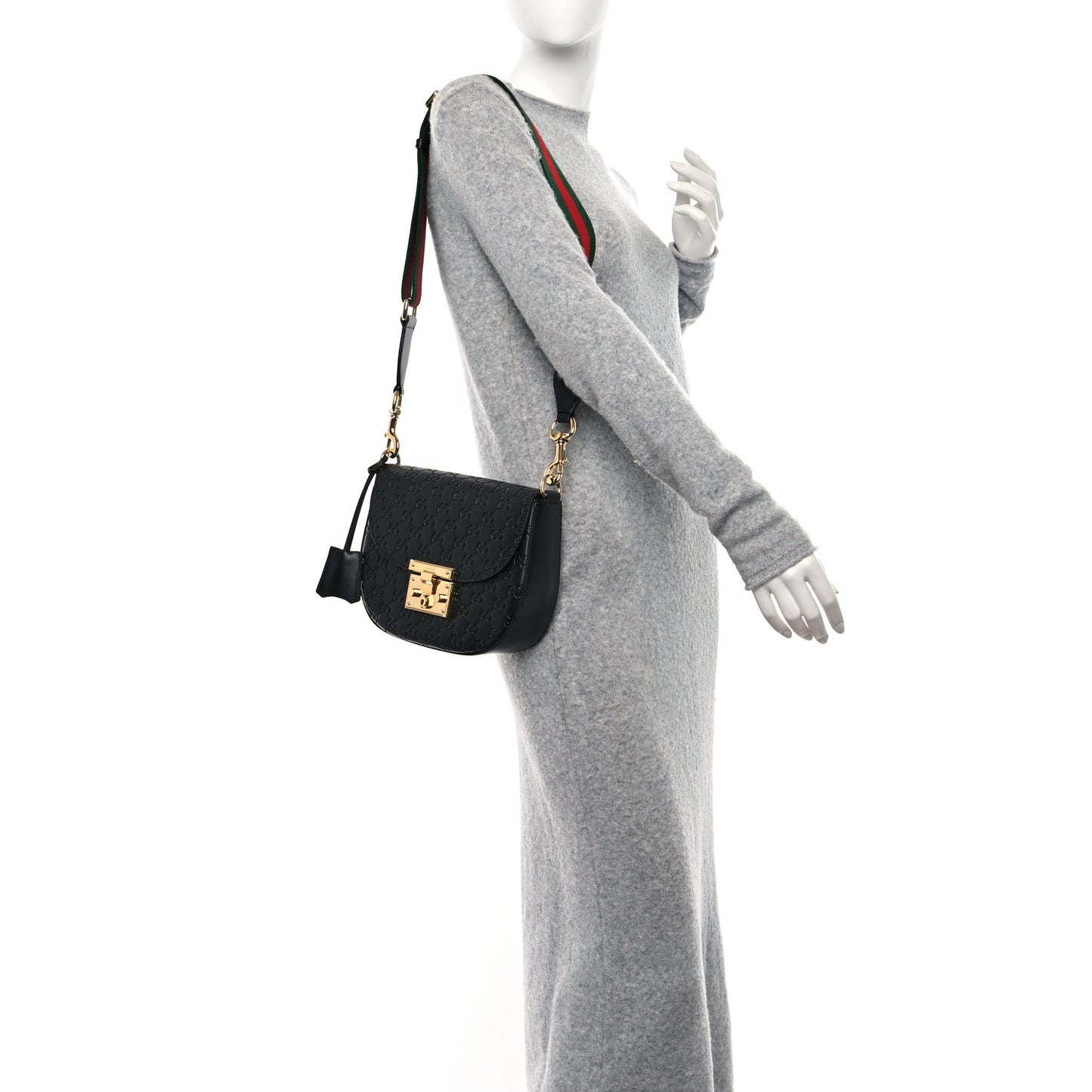 Guccissima Web Medium Padlock Messenger Shoulder Bag Black