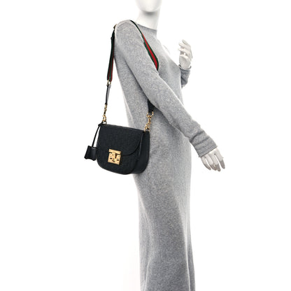 Gucci Guccissima Web Medium Padlock Messenger Shoulder Bag Black 2 of 9