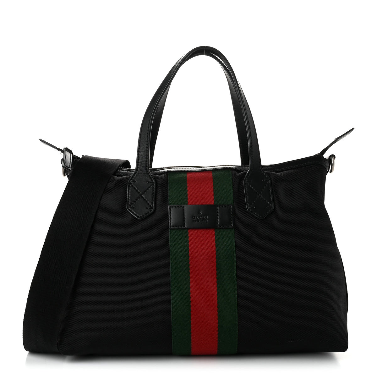 Gucci Techno Canvas Web Top Handle Shoulder Bag Black 1 of 11