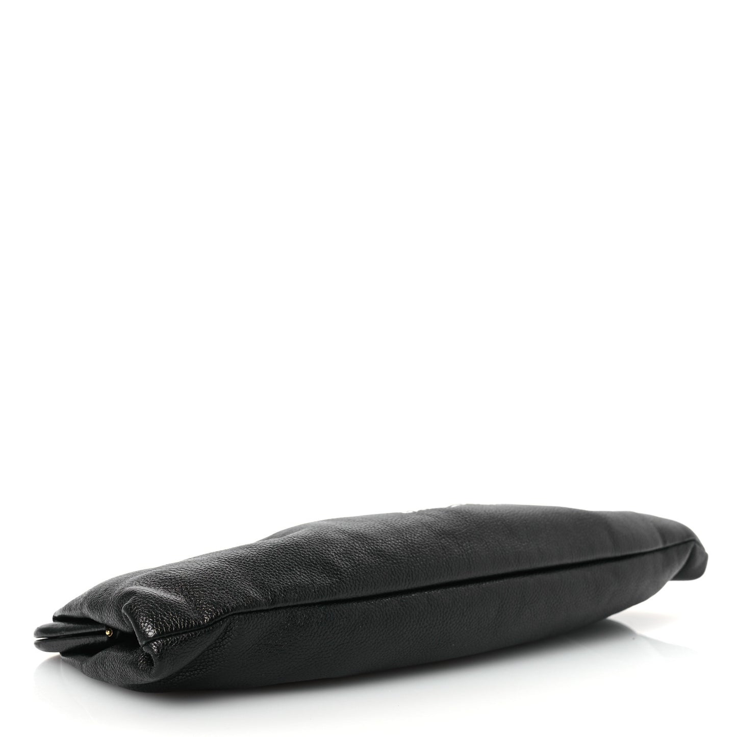 Grained Calfskin Logo Cloud Clutch XL Black