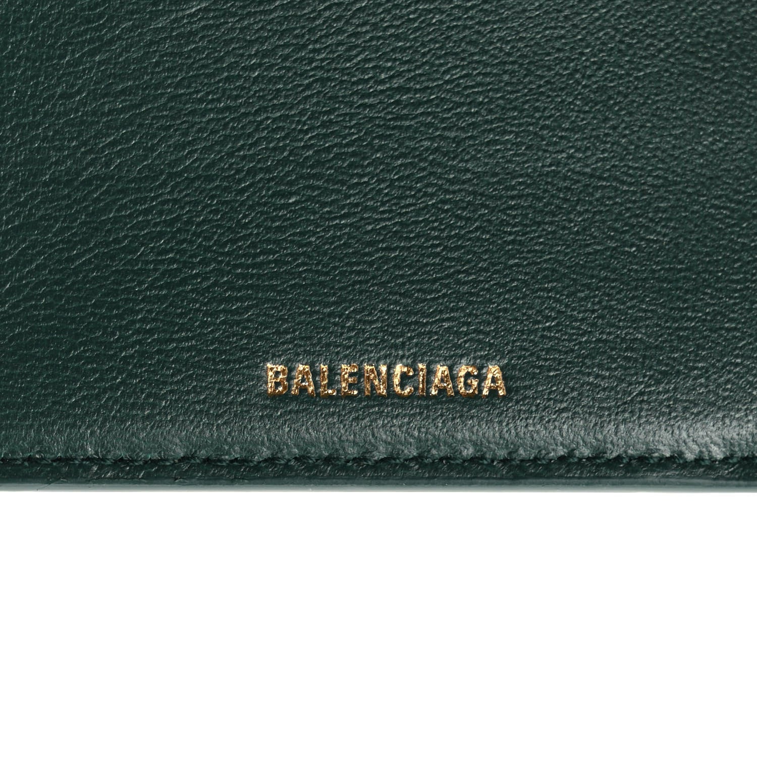 Balenciaga Shiny Calfskin Crocodile Embossed Hourglass Compact Wallet Forest Green 6 of 7