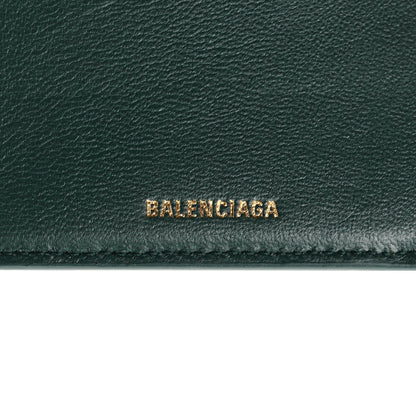 Balenciaga Shiny Calfskin Crocodile Embossed Hourglass Compact Wallet Forest Green 6 of 7