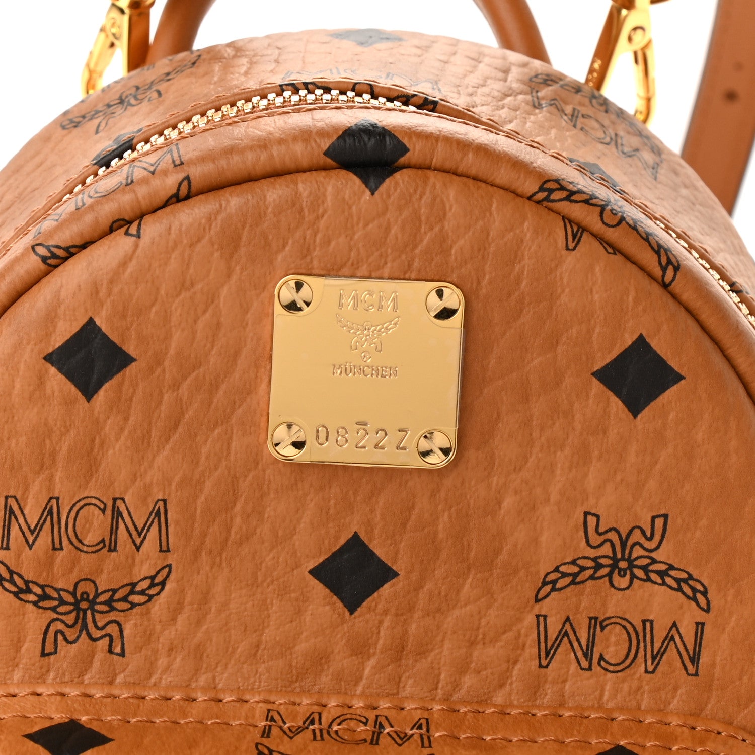 MCM Visetos Side Stud X-Mini Stark Backpack Cognac 8 of 10