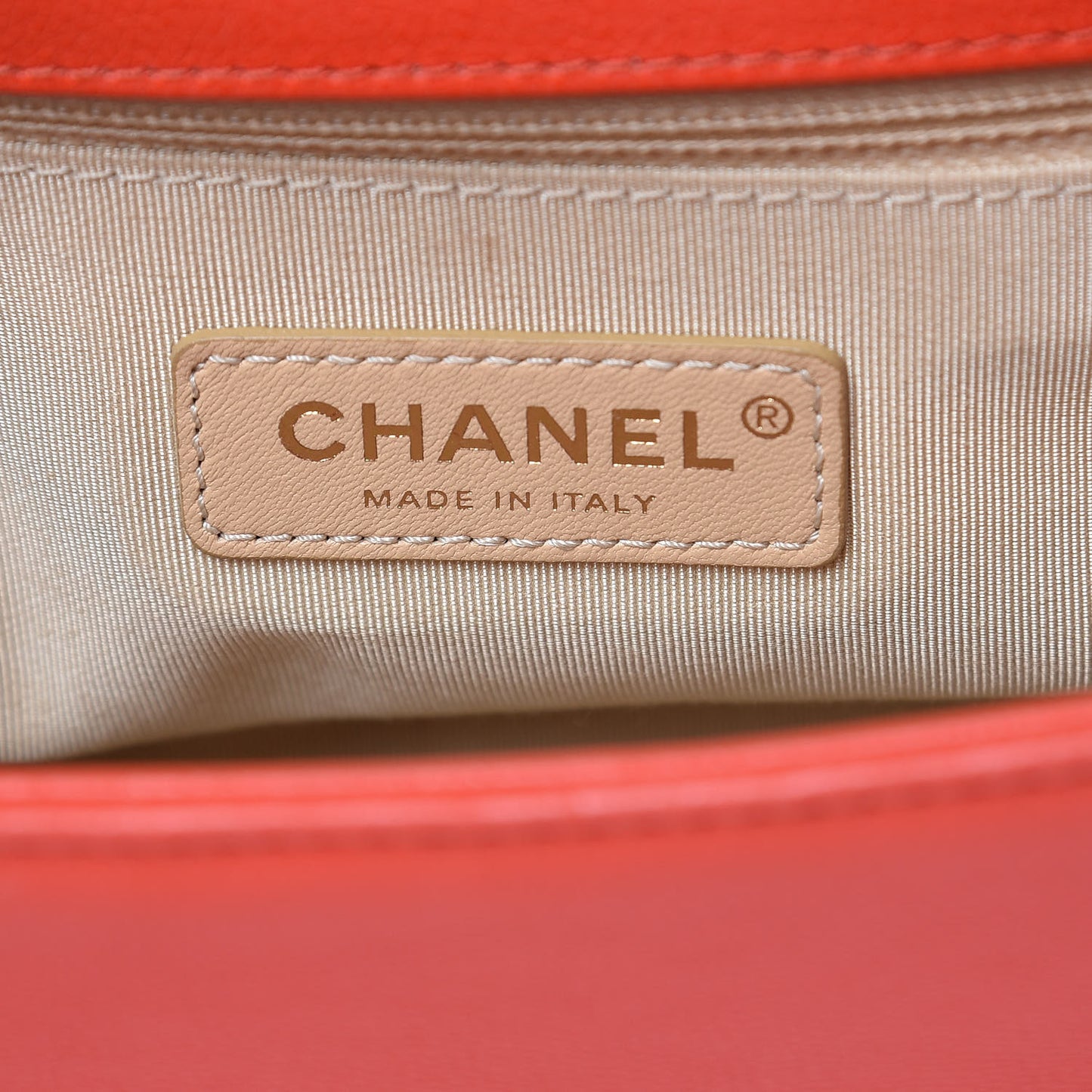 Grained Calfskin Quilted Medium Label Click Flap Bag Red