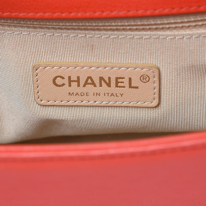 Chanel Grained Calfskin Quilted Medium Label Click Flap Bag Red 6 of 13