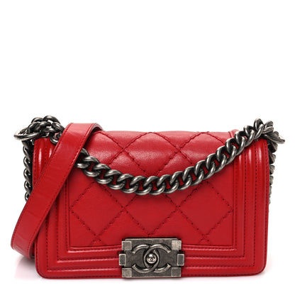 Chanel Calfskin Double Stitch Small Boy Flap Red 1 of 10
