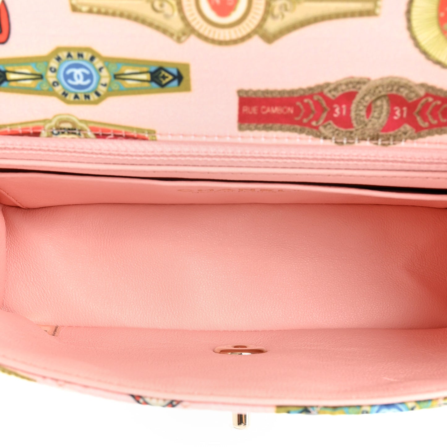 Satin Paris Cuba Cigare Print Mini Flap Pink