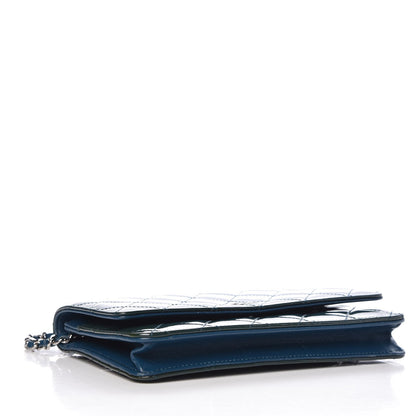 Chanel Patent Quilted Wallet On Chain WOC Turquoise 4 of 9