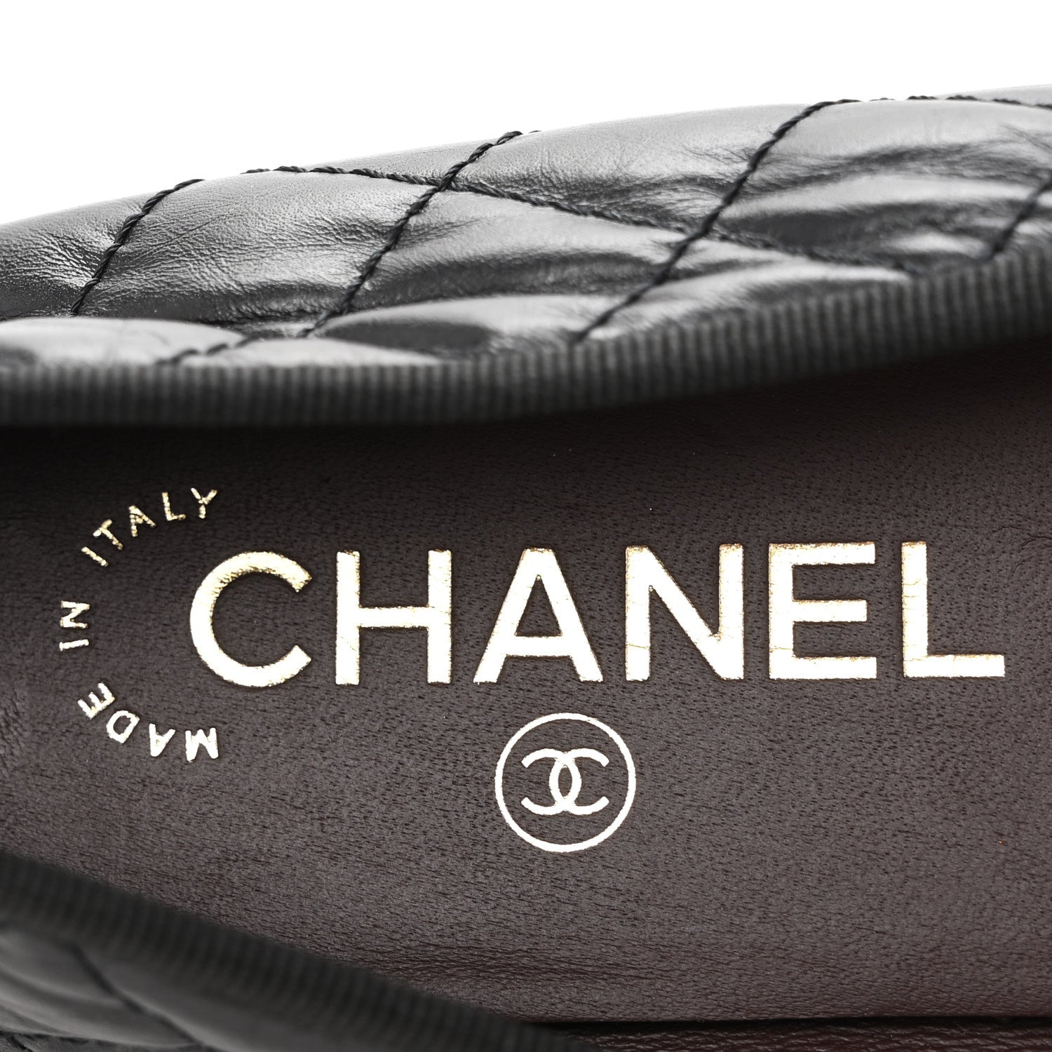 Chanel Aged Calfskin Quilted CC Cap Toe Ballerina Flats 37.5 Black 8 of 10