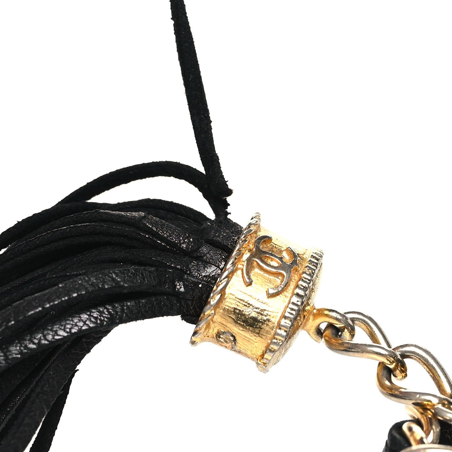 Lambskin Quilted CC Tassel Camera Case Black