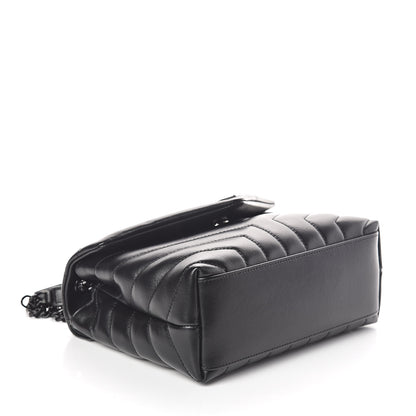 Saint Laurent Calfskin Y Quilted Monogram Small Loulou Chain Satchel Black 4 of 9