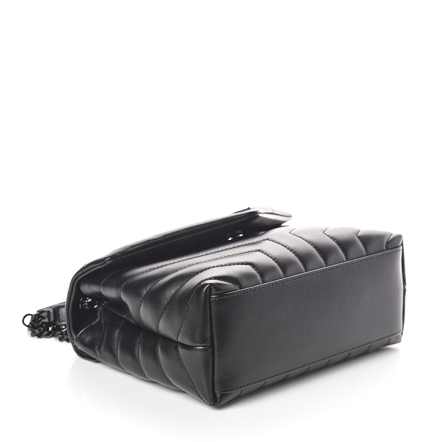 Saint Laurent Calfskin Y Quilted Monogram Small Loulou Chain Satchel Black 4 of 9